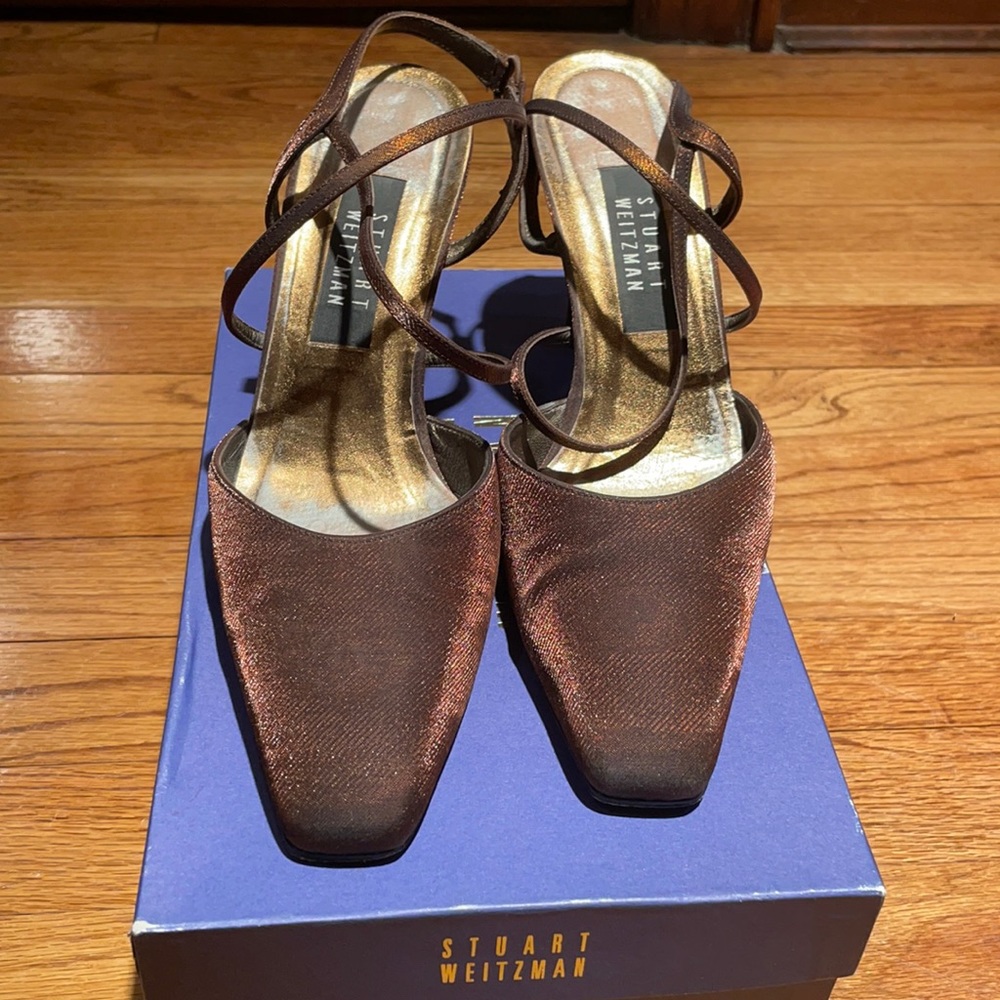 Bronze satin Stuart Weitzman heel
